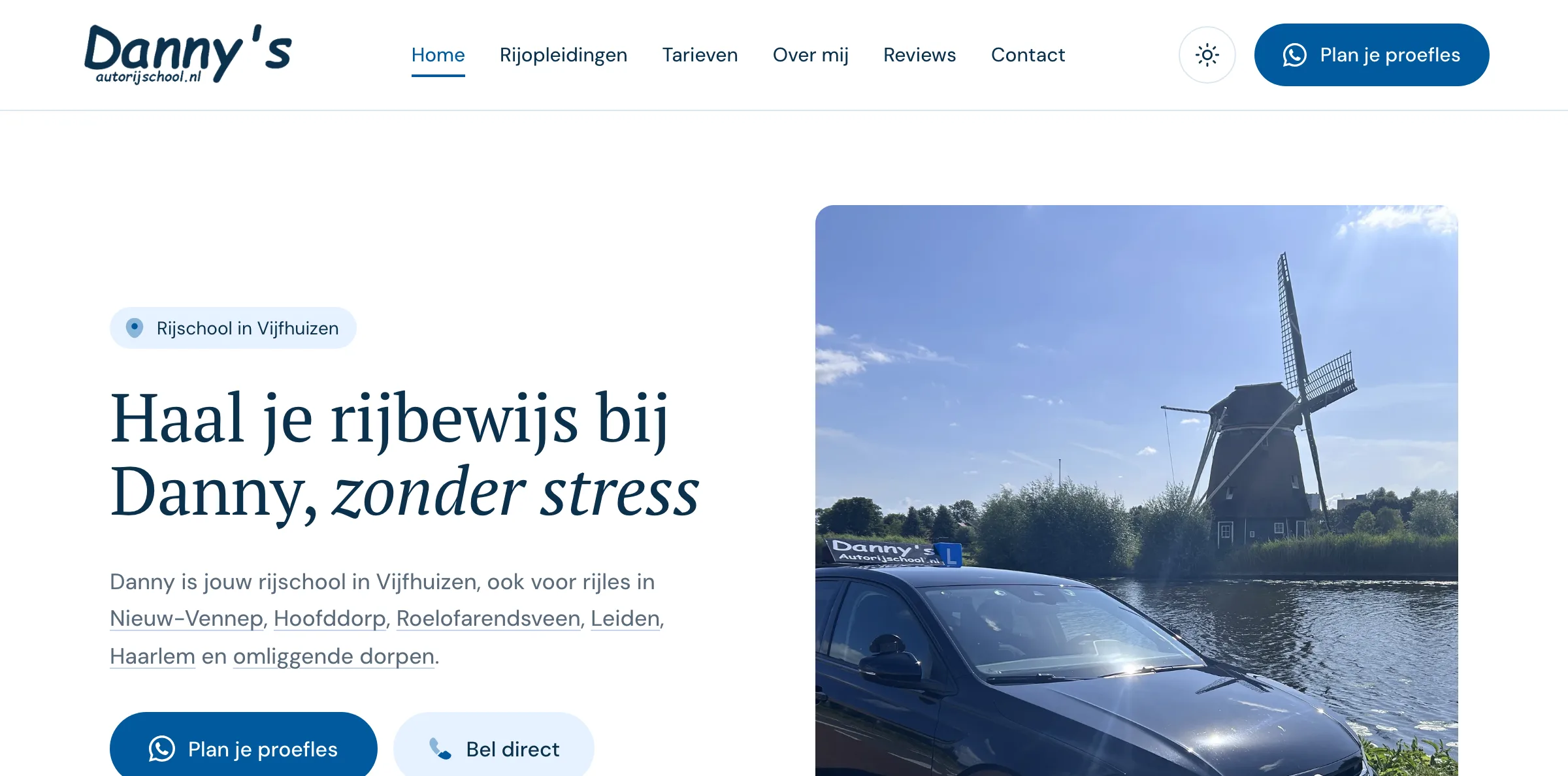 De website van Danny's Autorijschool op desktop en mobiel