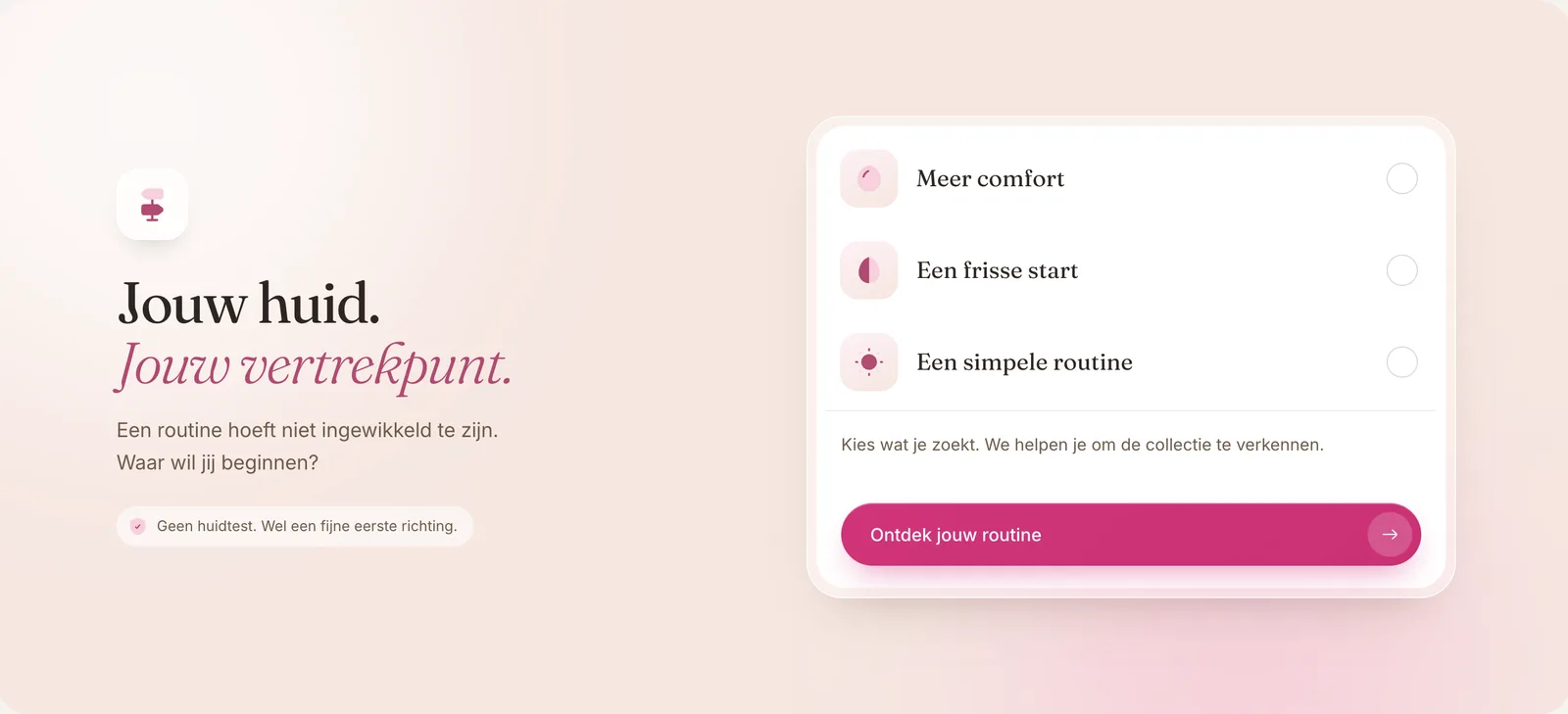 Keuzehulp met drie startpunten voor een routine