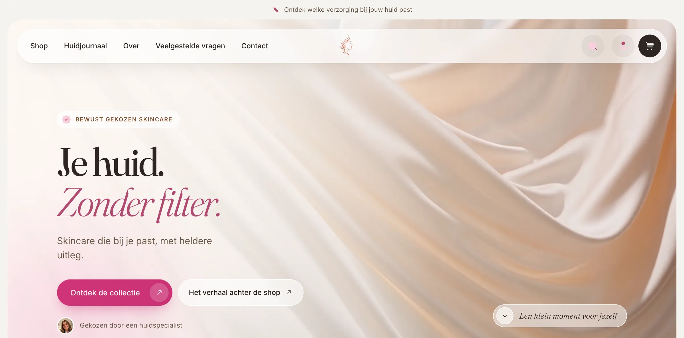 De Huid zonder Filter-webshop op desktop en mobiel