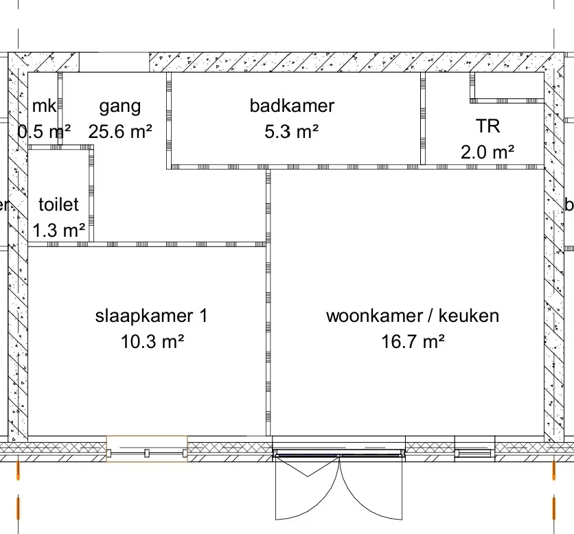 Originele verdiepingstekening als input voor de brochureplattegrond